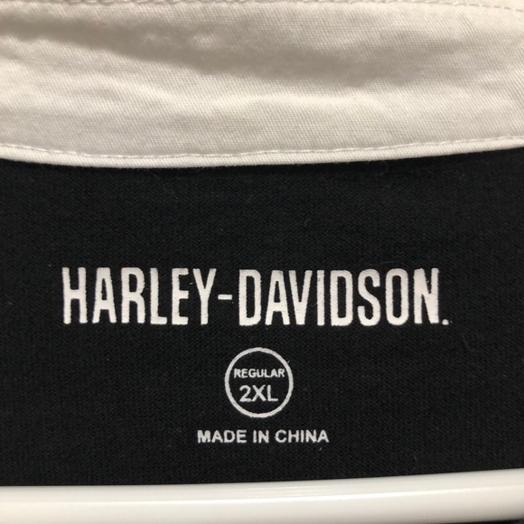 Harley-Davidson Black and Blue Long Sleeve Vintage Inspired Rugby Tee XXL - Picture 3 of 4